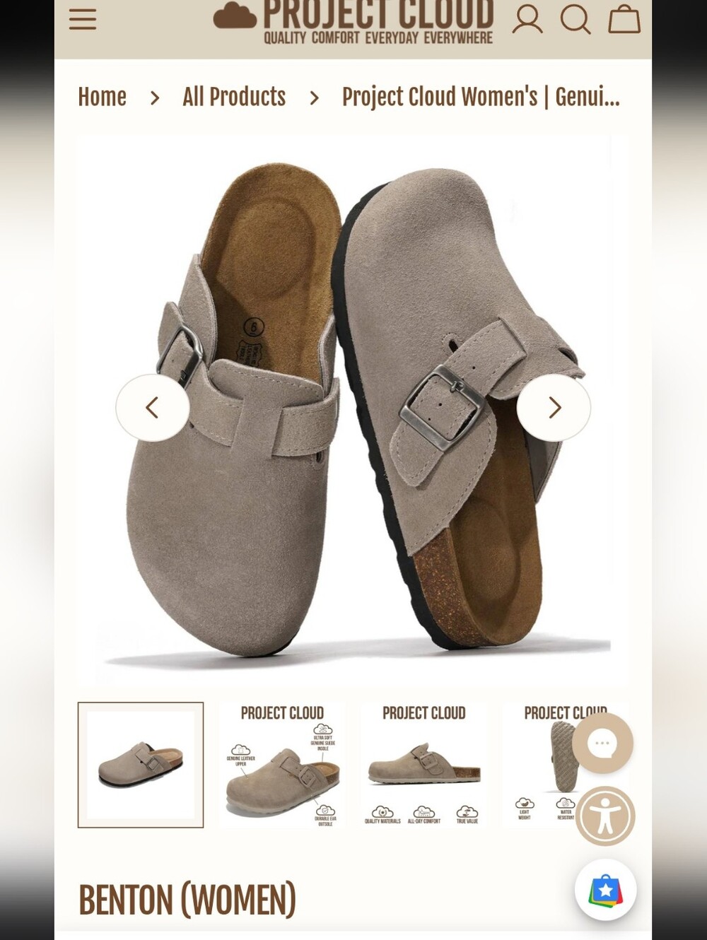 Project Cloud Benton Women's Suede Slip-On Clog — Taupe Size 8.5